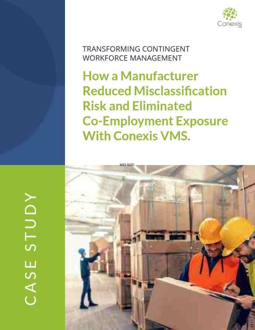 Conexis VMS case study cover, manufacturer misclassification risk